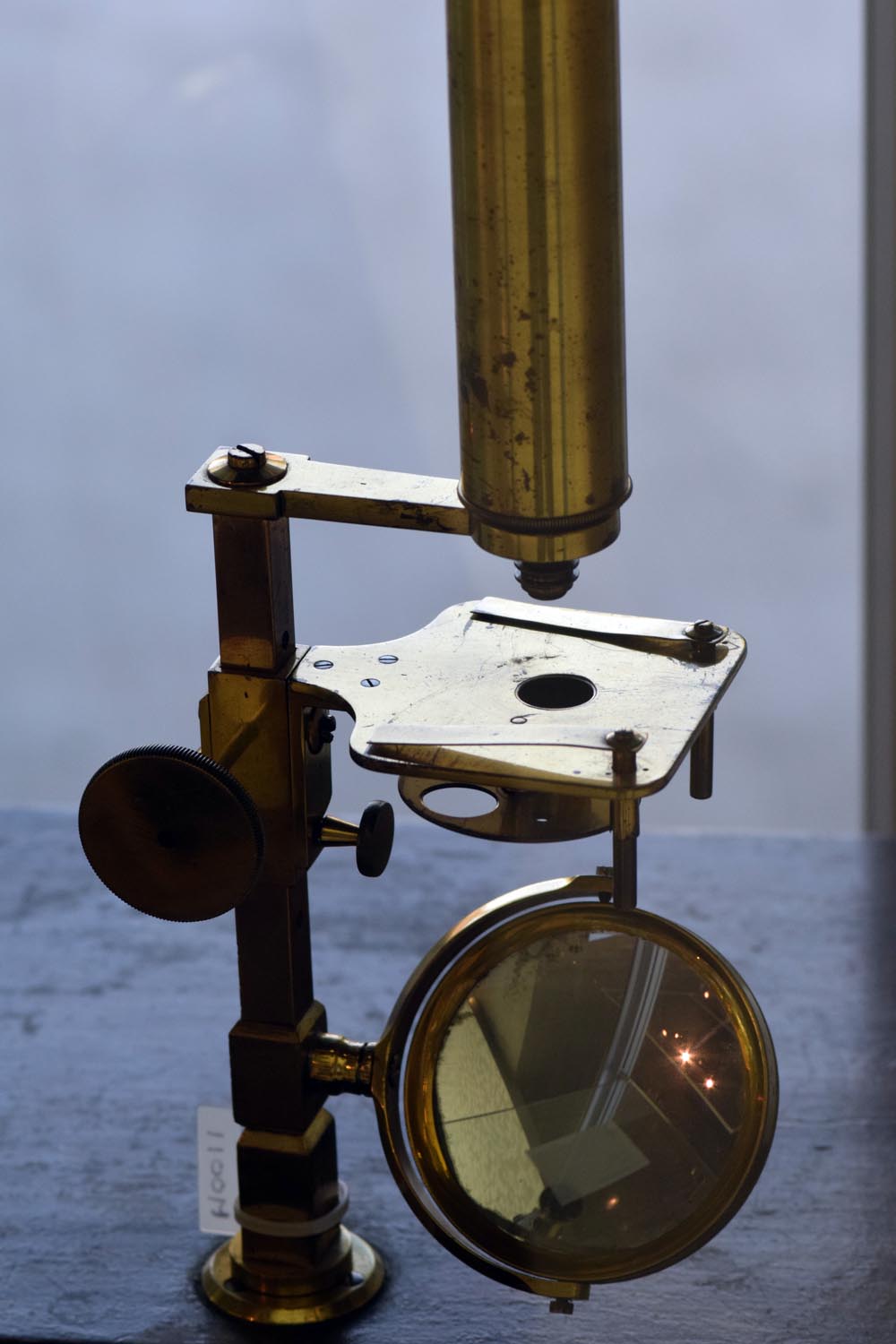 antique brass microscope